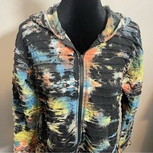 WINDHORSE Tie Dye zip hoodie sweatshirt boho hippie